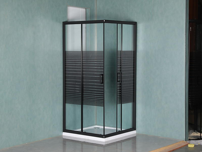 Cerco deslizante do chuveiro do quadrado de alumínio preto QUADRADO do perfil com punho dobro dos furos Cerco deslizante do chuveiro do quadrado de alumínio preto QUADRADO do perfil com punho dobro dos furos