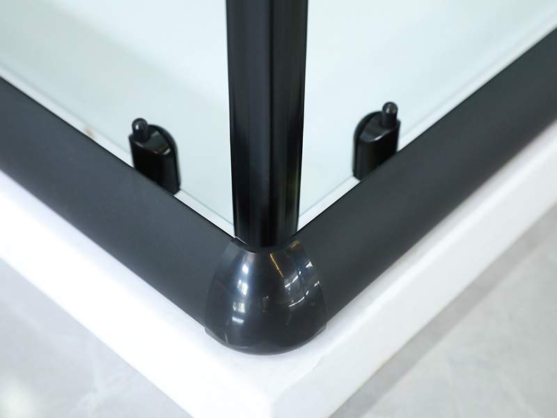 Cerco deslizante do chuveiro do quadrado de alumínio preto QUADRADO do perfil com punho dobro dos furos Cerco deslizante do chuveiro do quadrado de alumínio preto QUADRADO do perfil com punho dobro dos furos