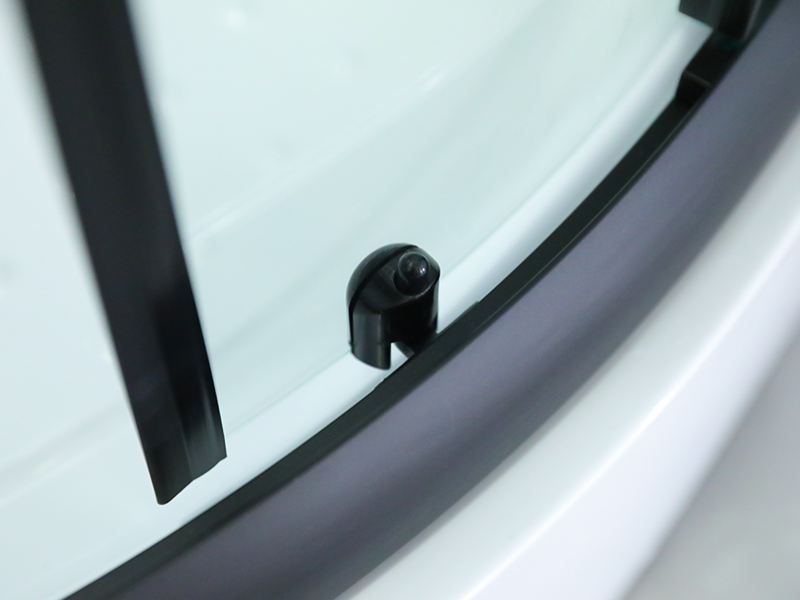 Caixa de chuveiro de vidro temperado deslizante com moldura de alumínio preta SE Caixa de chuveiro de vidro temperado deslizante com moldura de alumínio preta SE