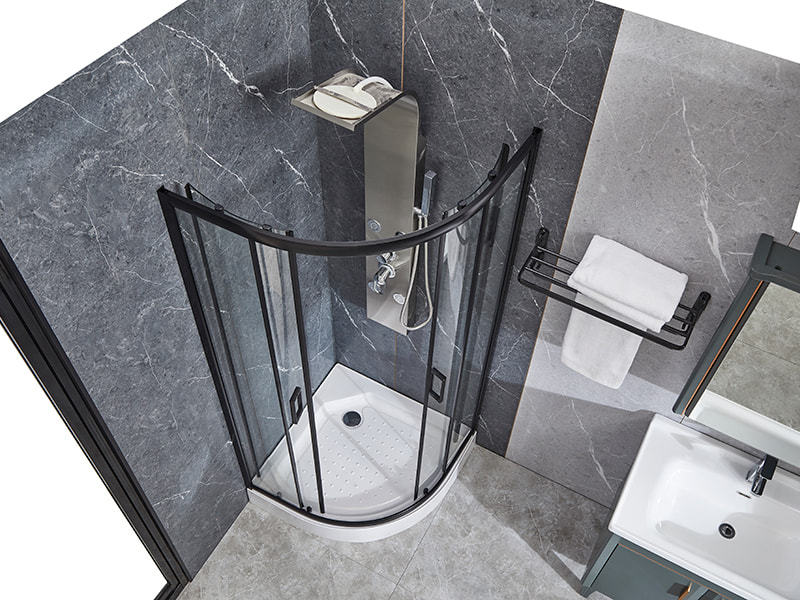 Porta deslizante de vidro SE para box de chuveiro, perfil de alumínio preto Porta deslizante de vidro SE para box de chuveiro, perfil de alumínio preto