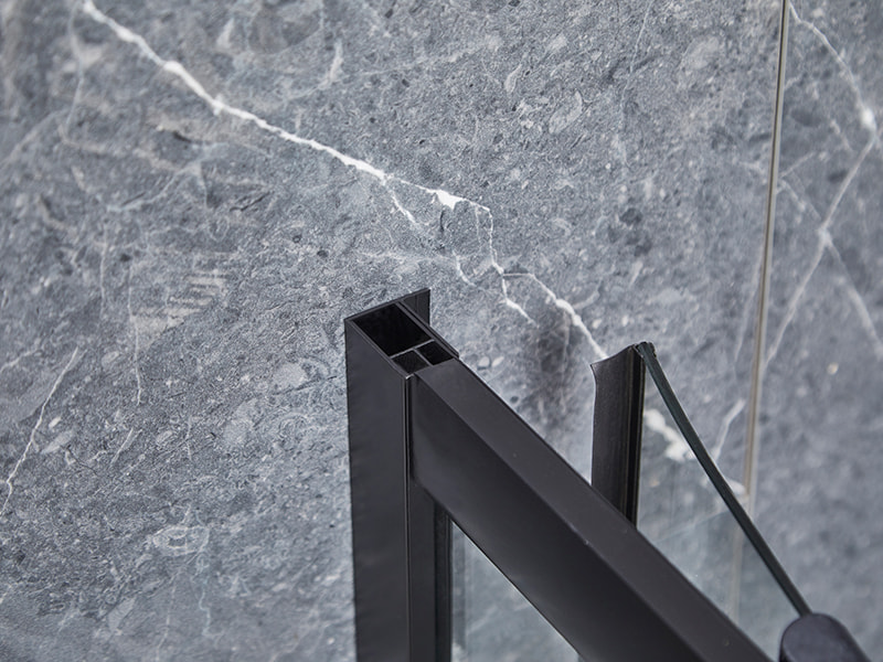 Porta deslizante de vidro SE para box de chuveiro, perfil de alumínio preto Porta deslizante de vidro SE para box de chuveiro, perfil de alumínio preto