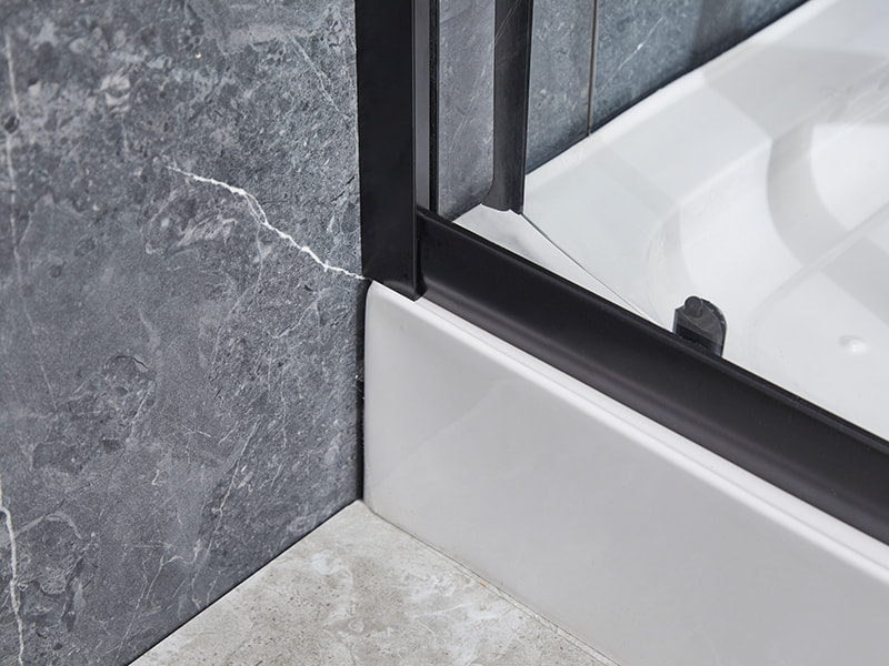 Porta deslizante de vidro SE para box de chuveiro, perfil de alumínio preto Porta deslizante de vidro SE para box de chuveiro, perfil de alumínio preto