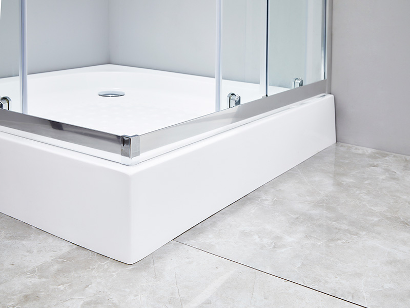 Gabinete de chuveiro deslizante de vidro temperado transparente SQ para banheiro, com bandeja Gabinete de chuveiro deslizante de vidro temperado transparente SQ para banheiro, com bandeja