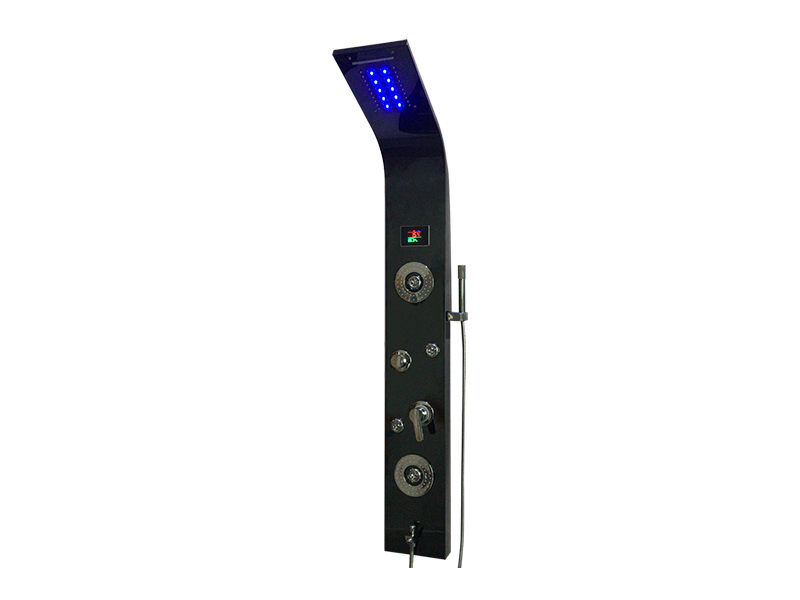 Painel de chuveiro em aço inoxidável preto EC-1022 com luz LED