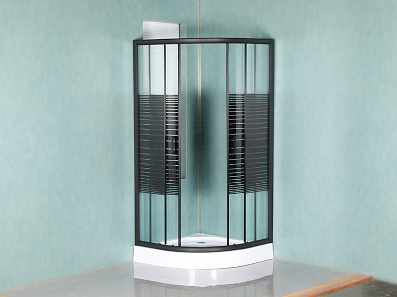 Caixa de chuveiro de vidro temperado deslizante com moldura de alumínio preta SE Caixa de chuveiro de vidro temperado deslizante com moldura de alumínio preta SE